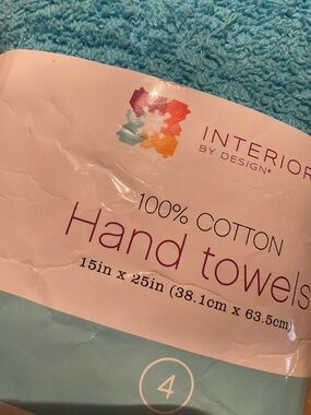 🆕🩵 Interior by Design Teal Blue Cotton Hand Towels - Set of 4